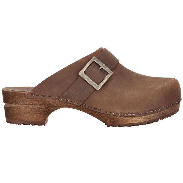Sanita 'Big Buckle' Danish Clogs in Antique Brown