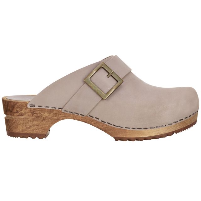 Sanita 'Big Buckle' Danish Clogs in Olive Grey