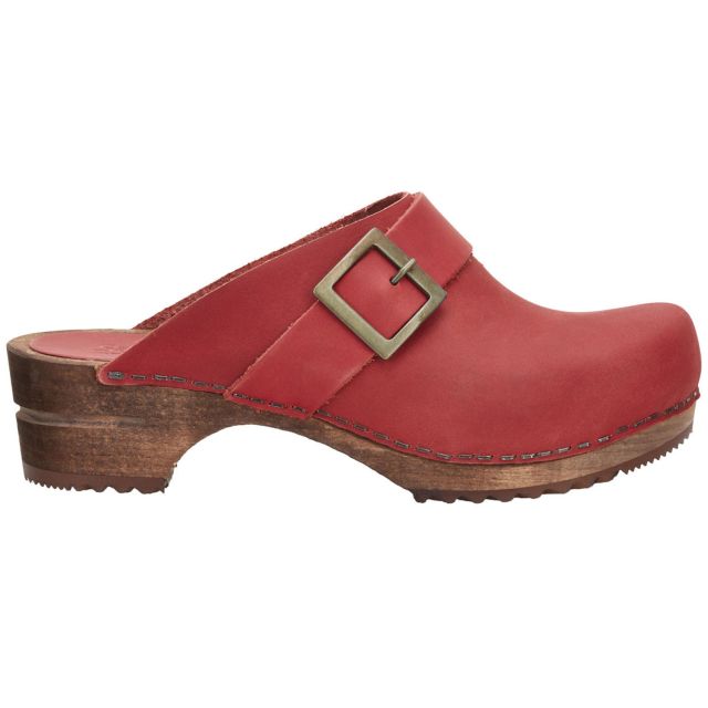 Sanita 'Big Buckle' Danish Clogs in Red