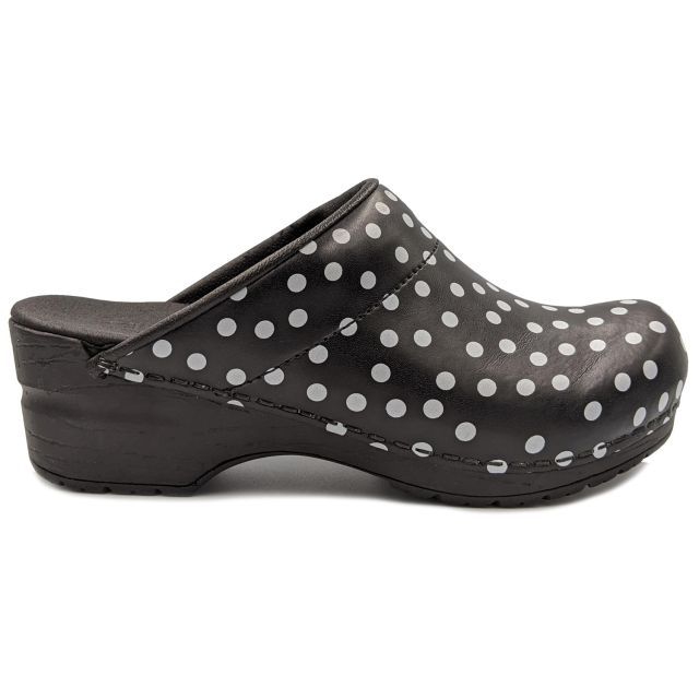 Sanita 'Fenja Spotty' Flexible Clogs in Black