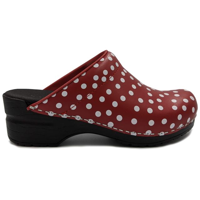 Sanita 'Fenja Spotty' Flexible Clogs in Red