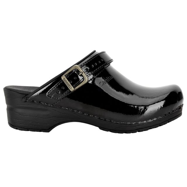 Sanita 'Freya Patent' Flexible Clogs in Black