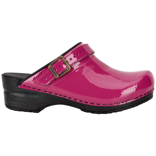 Sanita 'Freya Patent' Flexible Clogs in Fuchsia