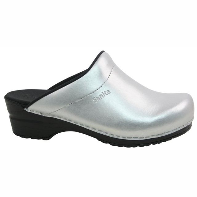 Sanita 'Sonja PU' Open Clogs in Silver (1500047)
