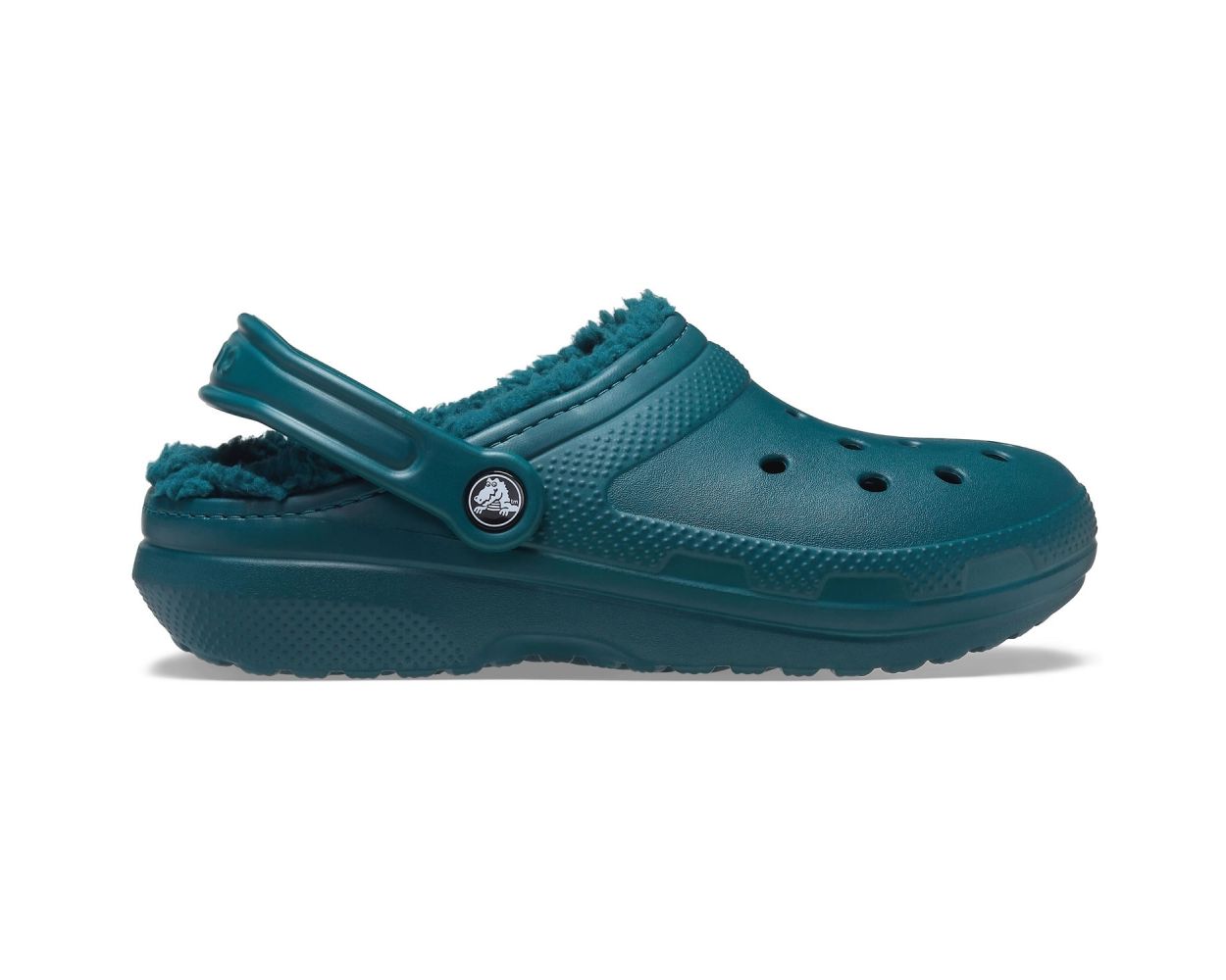 Teal fur crocs store