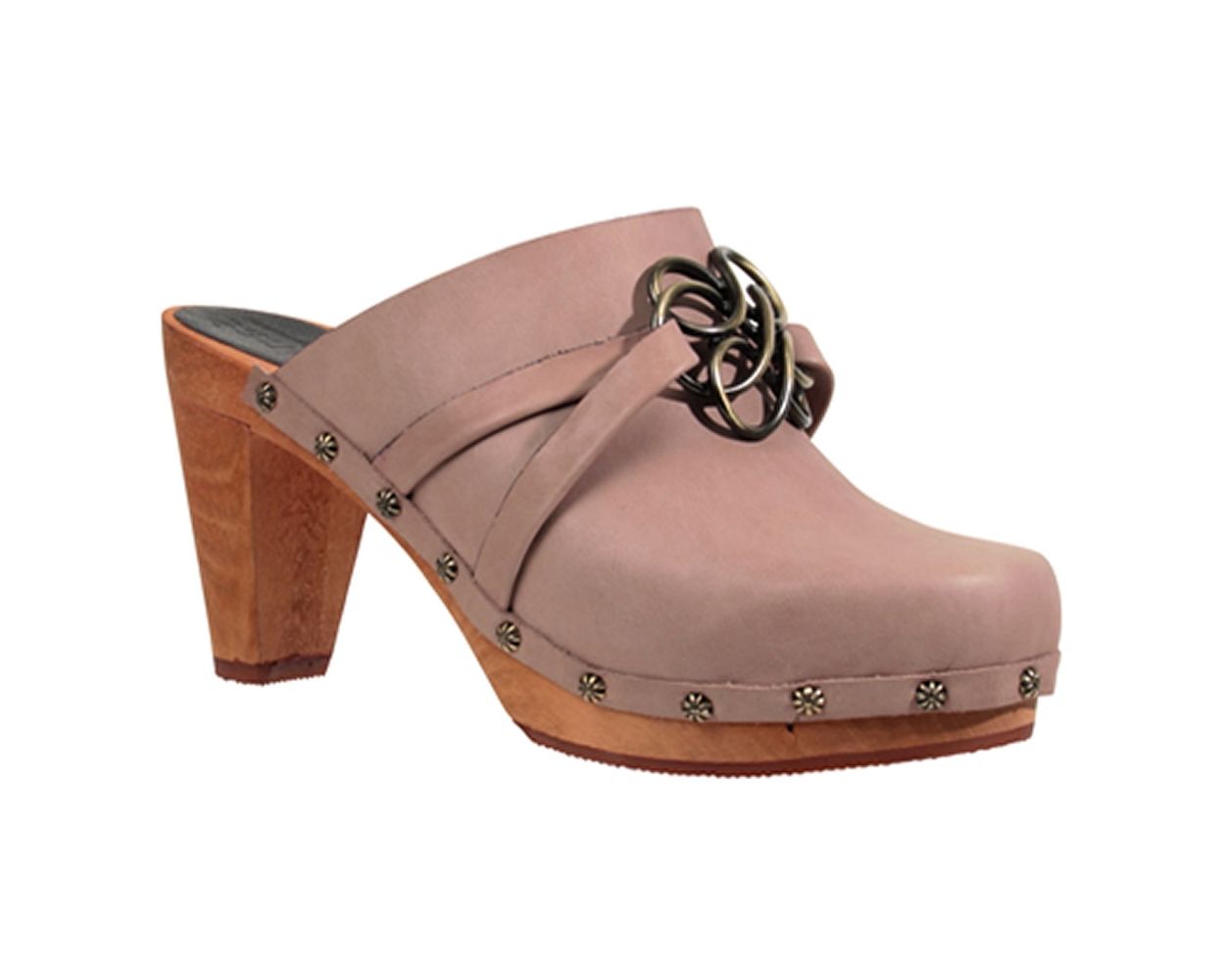 Sanita Maria Plateau Wooden Clog Heels in Beige 455400 World of Clogs