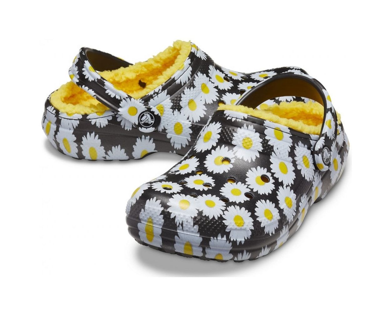 Crocs Classic Lined Vacay Vibes Clog Black Daisy World of Clogs