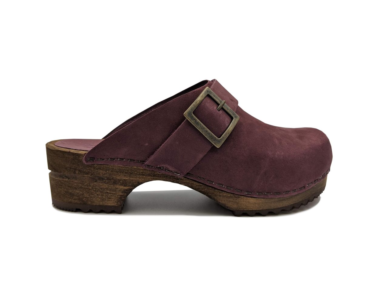 Sanita Big Buckle Danish Clogs in Aubergine 453062