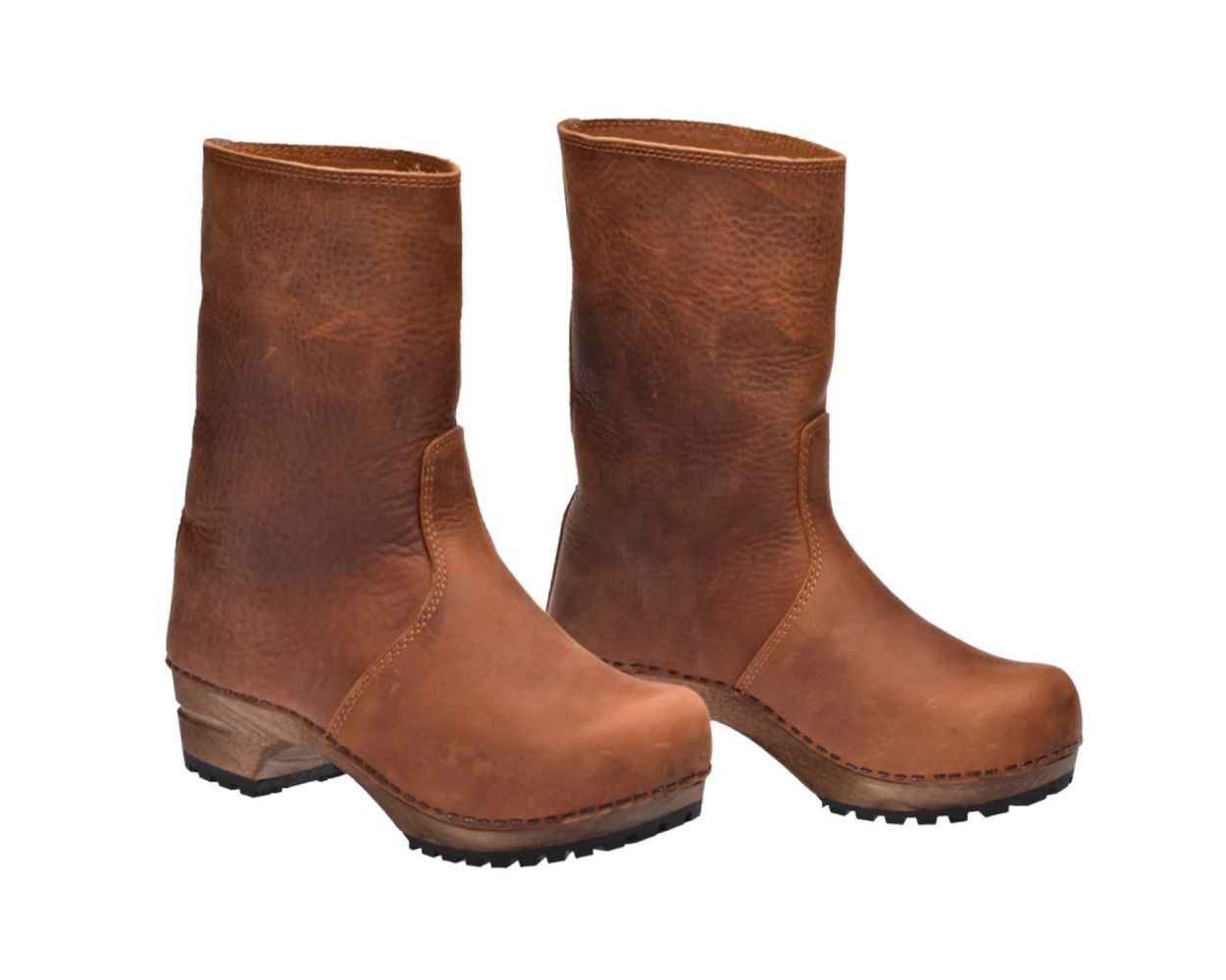 Sanita Risotto Oiled Leather Clog Boots in Cognac 473222 World of Clogs